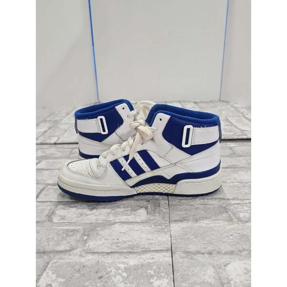 Adidas Forum Mid Shoes Women Size‎ 8.5 White Blue Basketball Sneakers No Straps